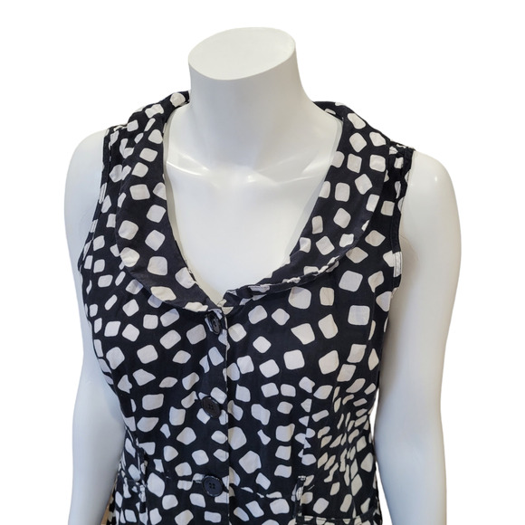 MLLE GABRIELLE Polka Dot Fit & Flare Dress Sz PXL Black White Swing Retro Twee - Picture 4 of 9